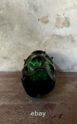 Vase large en verre vintage de Skrdlovice par Pavel Hlava, vert et améthyste englobé
