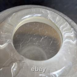 Vase lourd en verre d’art du XXe siècle à effet craquelé et intérieur blanc, collection Sia