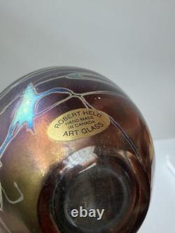 Vase miniature en verre d’art irisé signé Robert Held, Art nouveau