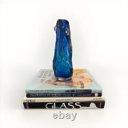 Vase noueux en verre artistique Whitefriars bleu martinet vers 1950 9612 Fabuleux