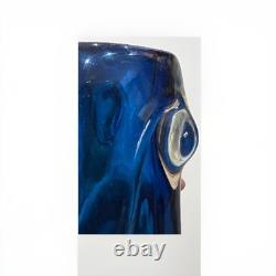 Vase noueux en verre artistique Whitefriars bleu martinet vers 1950 9612 Fabuleux