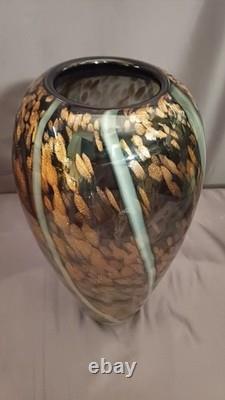 Vase ovoïde en verre de Murano, inclusions d'aventurine cuivrée par Vincenzo Nason, années 1960