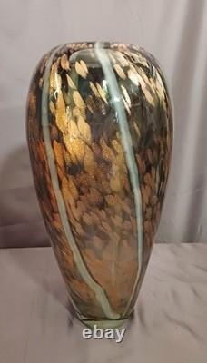 Vase ovoïde en verre de Murano, inclusions d'aventurine cuivrée par Vincenzo Nason, années 1960