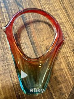 Vase panier en verre d’art Murano Sommerso vintage Ferro & Lazzarini, Italie, 12