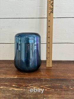 Vase pilulier en verre brillant Blenko. Soufflé à la main