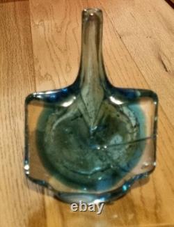 Vase poisson Mdina vintage rare et magnifique en verre d’art soufflé à la main, hauteur approx. 170 mm
