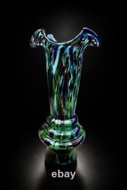 Vase-sculpture vintage en verre d’art soufflé à la main, style Murano massif, multicolore