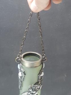 Vase suspendu en verre Art Nouveau de 19 cm de haut (R4 S2 B4)