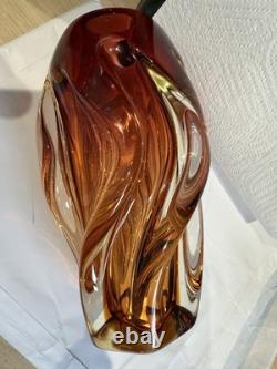 Vase torsadé en verre artistique vintage Josef Hospodka pour Chribska Amber