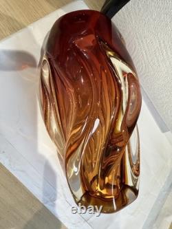 Vase torsadé en verre artistique vintage Josef Hospodka pour Chribska Amber