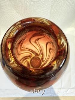Vase torsadé en verre artistique vintage Josef Hospodka pour Chribska Amber