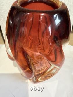 Vase torsadé en verre artistique vintage Josef Hospodka pour Chribska Amber