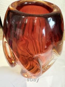 Vase torsadé en verre artistique vintage Josef Hospodka pour Chribska Amber