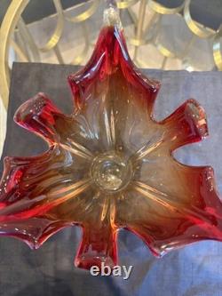 Vase torsadé vintage MURANO en verre d'art Fratelli Toso soufflé à la main, 10,5 po de haut, Italie