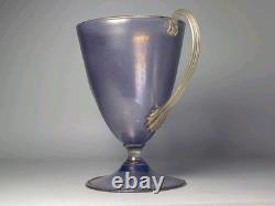 Vase trophée vintage Salviati Murano du début du XXe siècle en verre lavande irisé et doré