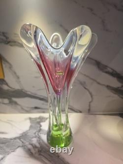 Vase vintage bohémien/tchèque en verre