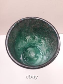 Vase vintage en verre Strathearn des années 1960 avec inclusions de cuivre, saumon bondissant, marque Pontil