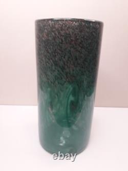 Vase vintage en verre Strathearn des années 1960 avec inclusions de cuivre, saumon bondissant, marque Pontil