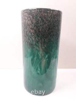 Vase vintage en verre Strathearn des années 1960 avec inclusions de cuivre, saumon bondissant, marque Pontil