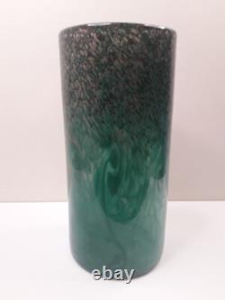 Vase vintage en verre Strathearn des années 1960 avec inclusions de cuivre, saumon bondissant, marque Pontil