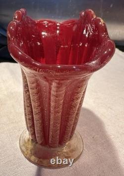Vase vintage en verre d’art Murano Barovier & Toso Cordonato D’Oro feuille d’or Italie