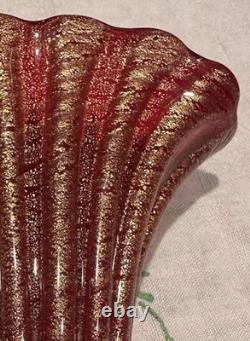 Vase vintage en verre d’art Murano Barovier & Toso Cordonato D’Oro feuille d’or Italie