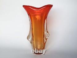 Vase vintage en verre d'art de Murano, soufflé à la main, style Sommerso
