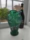 Vase Vintage En Verre D&rsquo;art Iris&eacute; Vert &eacute;meraude, Peint &agrave; La Main Et Sign&eacute; Fenton Usa