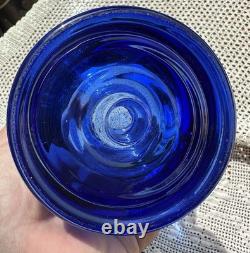 Vase vintage scandinave en verre bleu 20 cm style Riihimaki MCM années 60