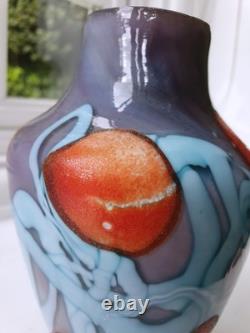 Vase vintage soufflé à la main, double contraste, unique, non signé