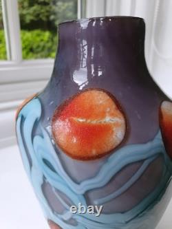 Vase vintage soufflé à la main, double contraste, unique, non signé