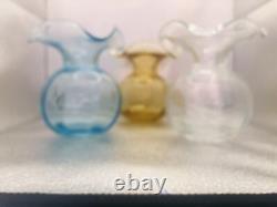 Vases 3 Viteri Hibiscus en verre artistique soufflé à la main, bord froncé, italien, neuf, inutilisé