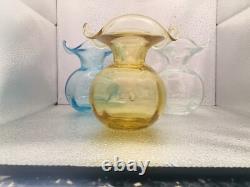 Vases 3 Viteri Hibiscus en verre artistique soufflé à la main, bord froncé, italien, neuf, inutilisé