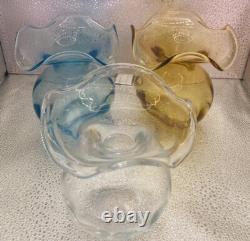 Vases 3 Viteri Hibiscus en verre artistique soufflé à la main, bord froncé, italien, neuf, inutilisé