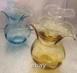 Vases 3 Viteri Hibiscus en verre artistique soufflé à la main, bord froncé, italien, neuf, inutilisé