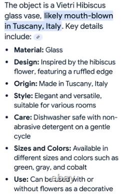 Vases 3 Viteri Hibiscus en verre artistique soufflé à la main, bord froncé, italien, neuf, inutilisé