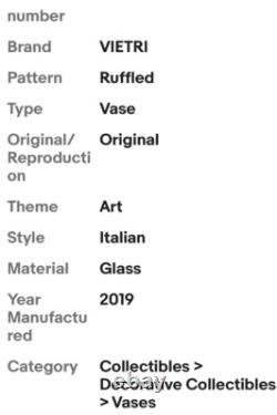 Vases 3 Viteri Hibiscus en verre artistique soufflé à la main, bord froncé, italien, neuf, inutilisé