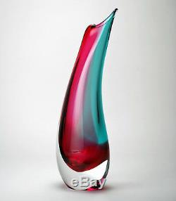 Vases Vase Amalfi En Verre De Murano Vase 12h Aqua / Ruby Art Italien