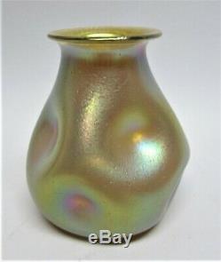 Véritable Loetz Or Vase Silberibis Décor C. 1900 Verre Antique Art