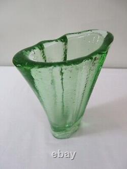 Verre D'art Recyclé De Vase Aurora Vert, 9 1/4, Signé