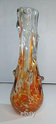 Verre D'art Vintage Bubble Wrap Vase Orange Tangerine Brutalist Mid-century MCM