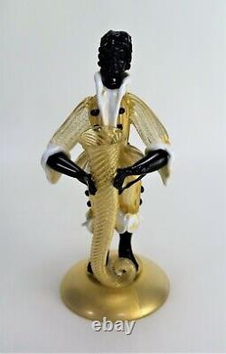 Verre De Murano Vase Cornucopia Blackamoor Figurine