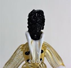 Verre De Murano Vase Cornucopia Blackamoor Figurine