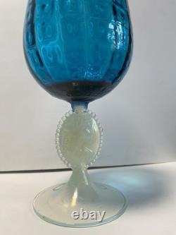 Verre Empoli Stelvia à tige camée des années 1960 en bleu optique