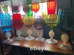 Verre Empoli Stelvia à tige camée des années 1960 en bleu optique