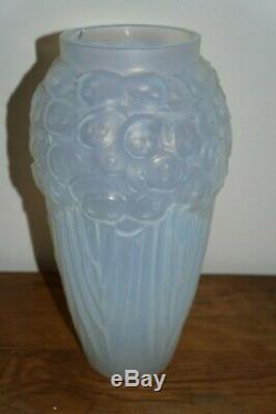 Verre Etling Edmond Opalescent Vase Monnaie Du Pape Art Déco 1930