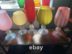 Verre Opaline Rose Stelvia Empoli sur pied en camée des années 1960