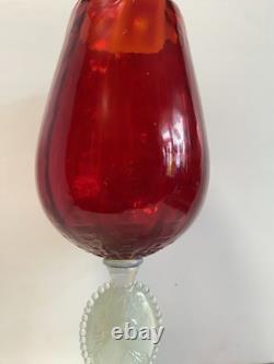 Verre Optique Rouge Stelvia Empoli avec pied en camée des années 1960