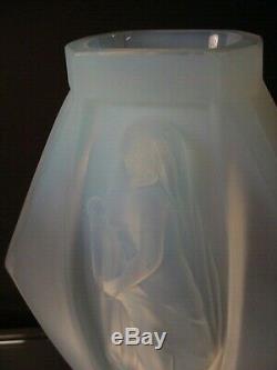 Verre Rare Etling 10 Ht. Lucille Sevin Opalescent Drapée Nu Vase # 38 Art Déco
