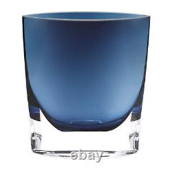 Verre d'art soufflé à la bouche fabriqué en Europe Vase en forme de poche bleu nuit 8 pouces décor
